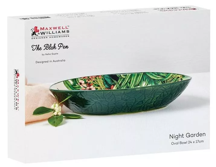 Салатник овальный Ночной сад Night Garden Foliage 600 мл темно-зеленый