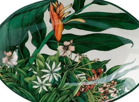 Салатник овальный Ночной сад Night Garden Foliage 600 мл темно-зеленый