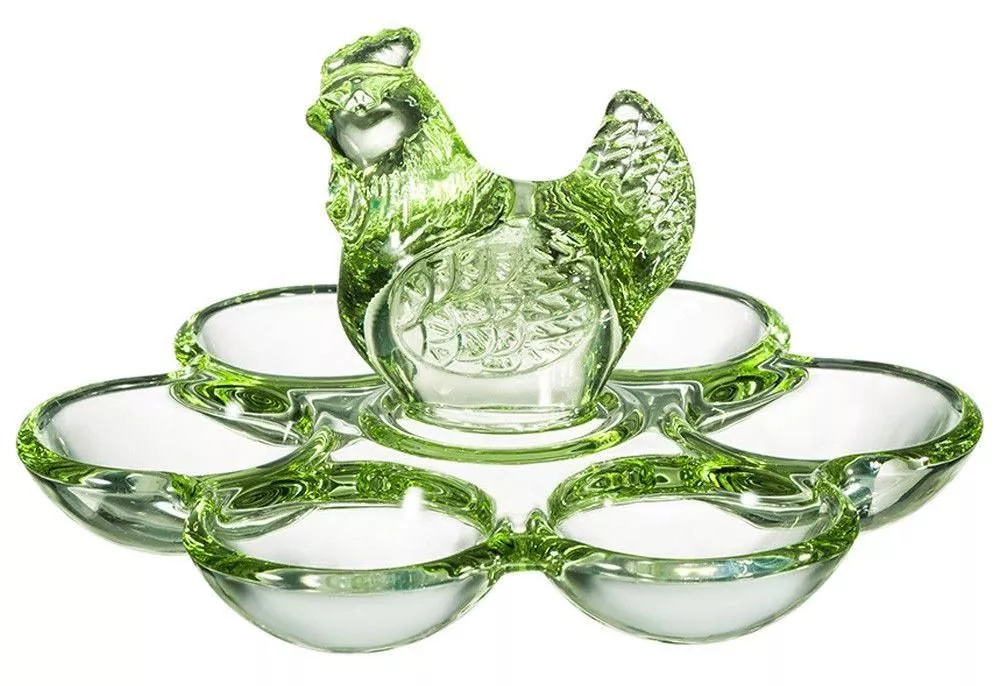 Подставка для 6 яиц стеклянная Sunday Green Курочка