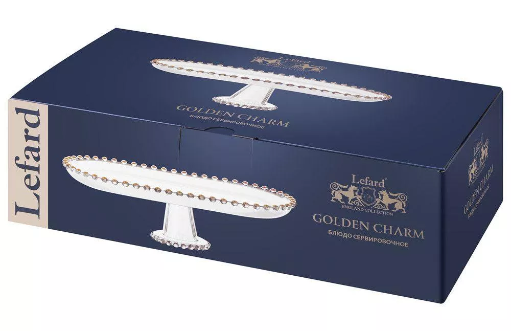 Блюдо сервировочное на ножке Golden Charm овальное