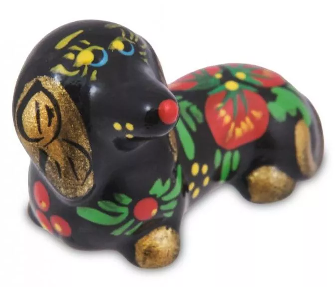 Фигурка Такса хохлома (Гжельский фарфор)