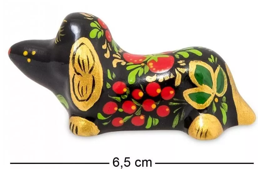 Фигурка Такса хохлома (Гжельский фарфор)