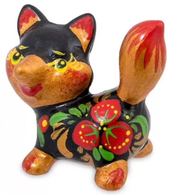 Фигурка Лисенок хохлома (Гжельский фарфор)