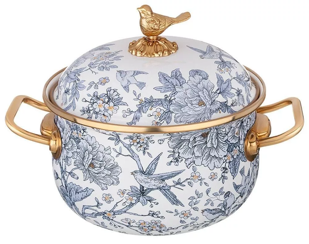 Кастрюля эмалированная с крышкой Royal Garden blue 2,1л