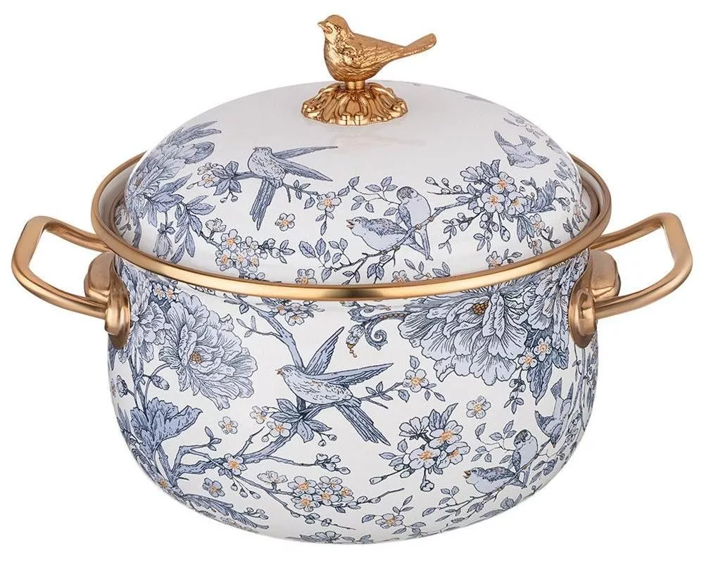Кастрюля эмалированная с крышкой Royal Garden blue 2,8л