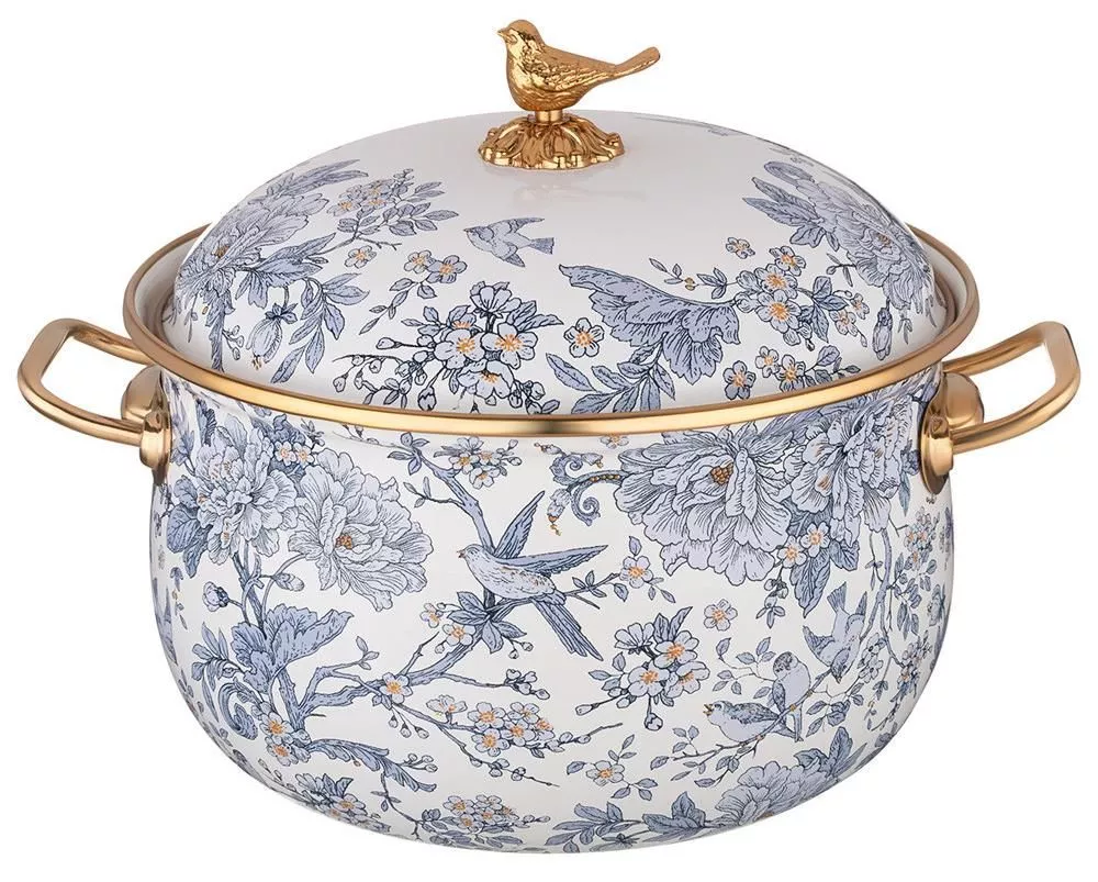 Кастрюля эмалированная с крышкой Royal Garden blue 4,8л