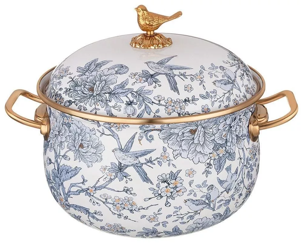 Кастрюля эмалированная с крышкой Royal Garden blue 3,8л
