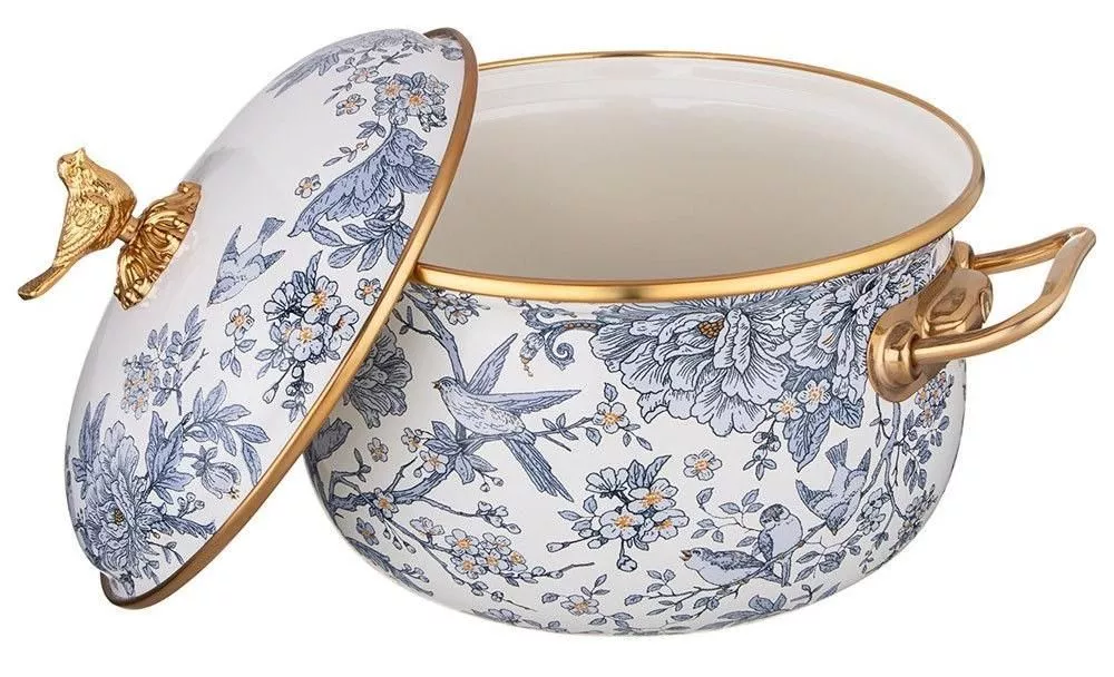 Кастрюля эмалированная с крышкой Royal Garden blue 3,8л