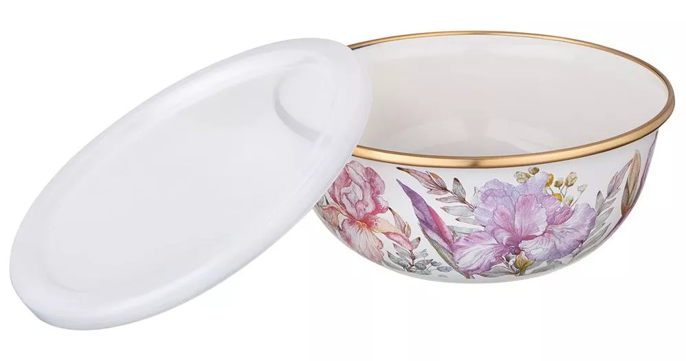 Набор мисок эмалированных с пластиковыми крышками Irises