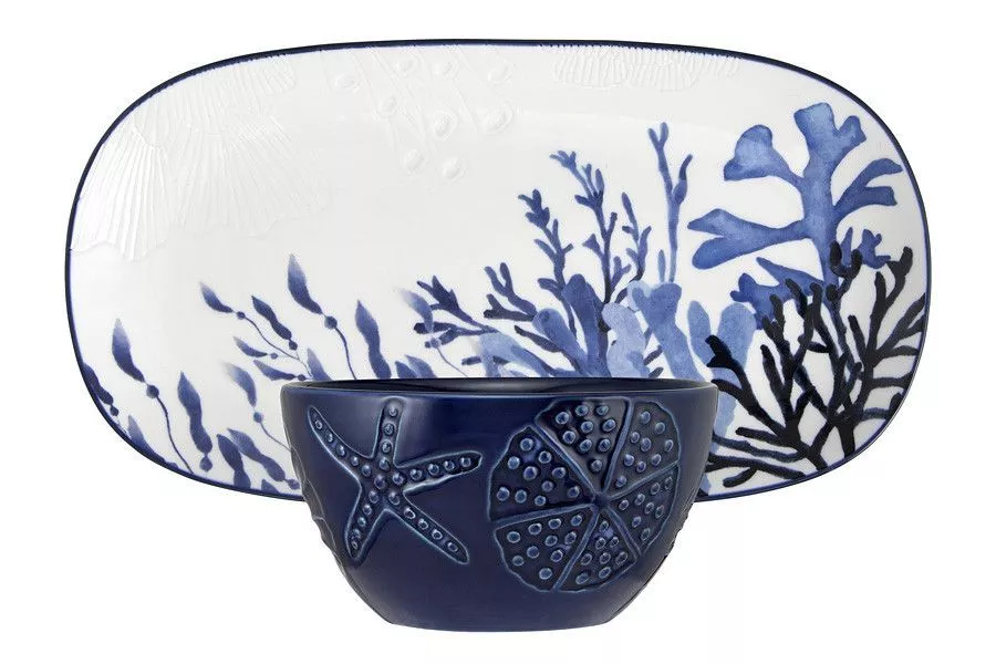 Набор из 2 предметов: блюдо и салатник Синие кораллы Blue Coral