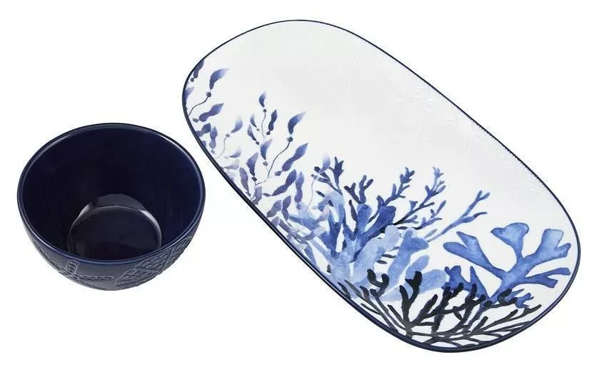 Набор из 2 предметов: блюдо и салатник Синие кораллы Blue Coral