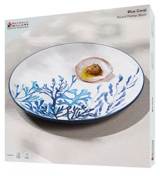 Блюдо большое круглое Синие кораллы, Blue Coral
