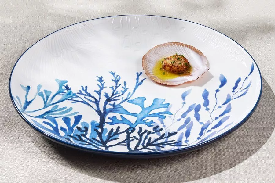 Блюдо большое круглое Синие кораллы, Blue Coral