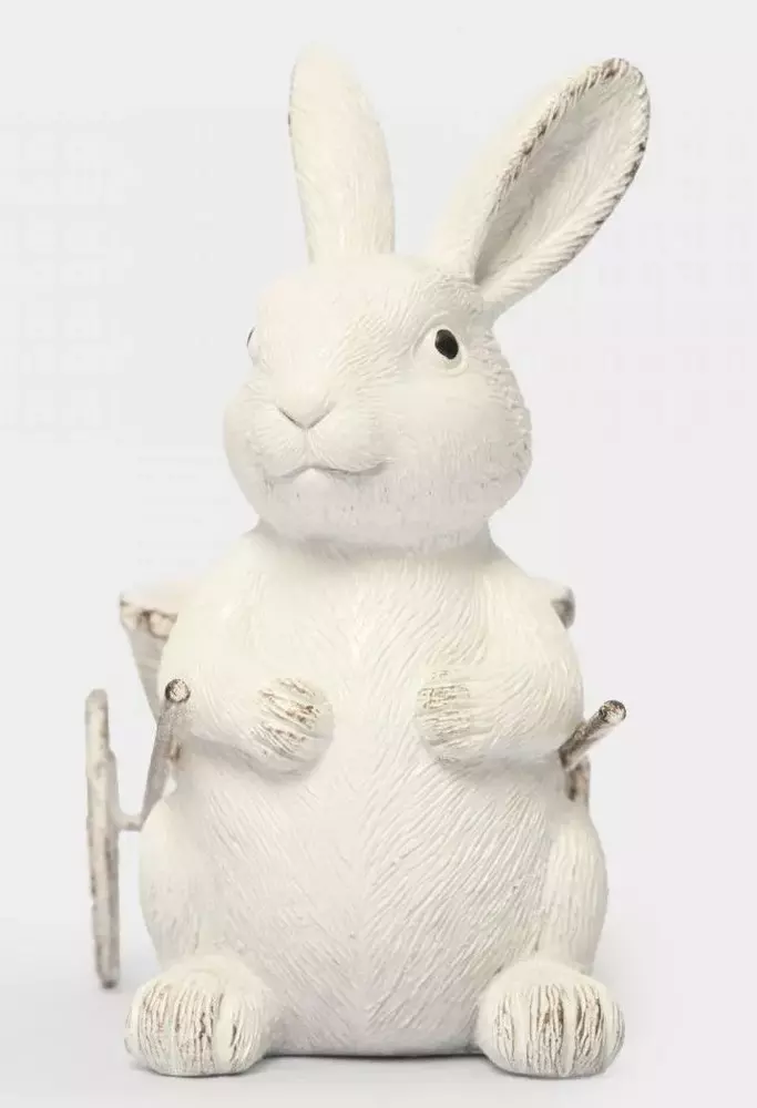 Подставка для яйца молочная Кролик с тележкой Easter