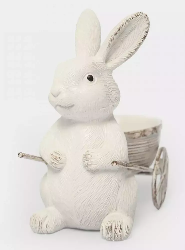Подставка для яйца молочная Кролик с тележкой Easter