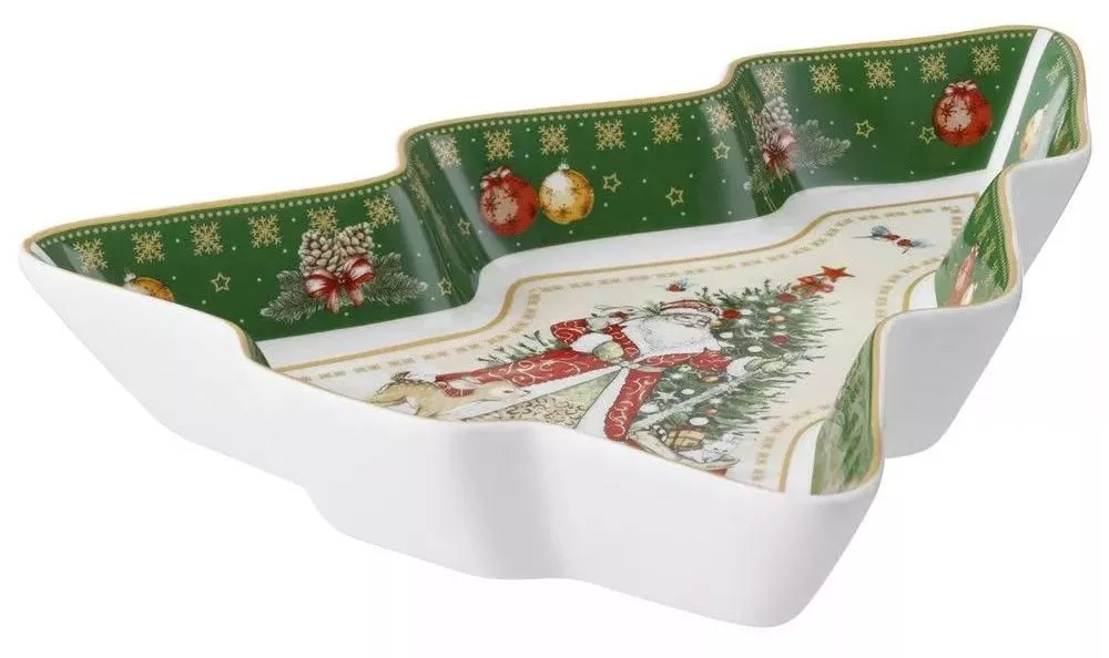 Блюдо Дед Мороз Christmas Collection в форме елки зеленое