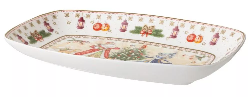 Блюдо прямоугольное Дед Мороз и Снегурочка Christmas Collection белое