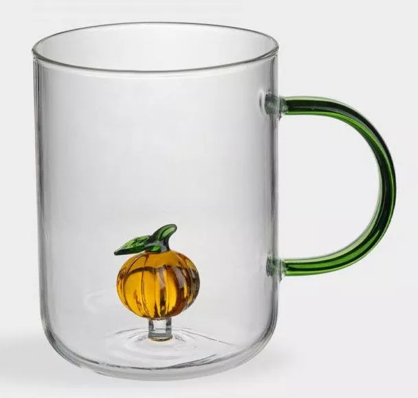Кружка стеклянная Тыква зеленая ручка Bright pumpkin