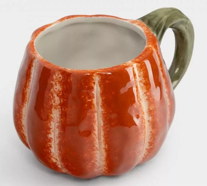 Кружка оранжево-зеленая Тыква с листом Bright pumpkin