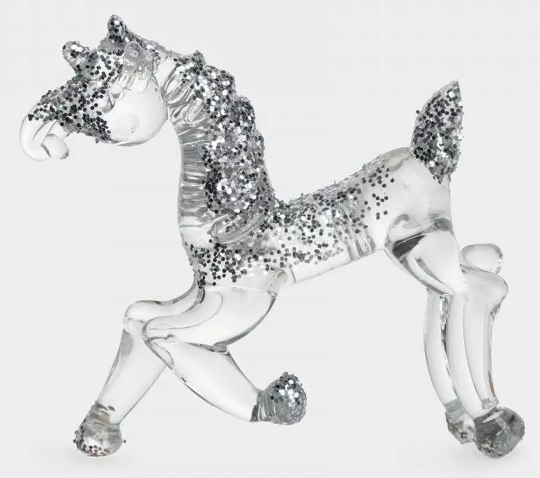 Статуэтка стеклянная серебристая Horse