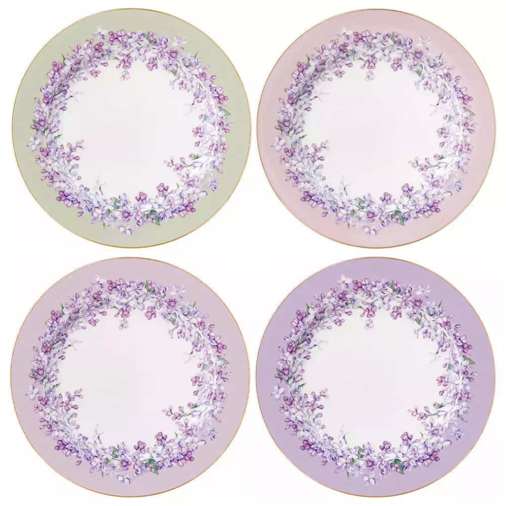 Набор из 4 тарелок закусочных Lilac цветной микс