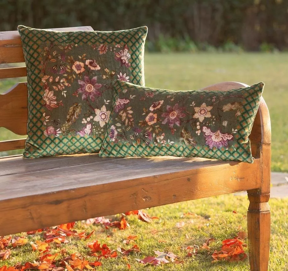Подушка Frati FLORAL GREEN, зеленый, 50х50, велюр, полиэстер