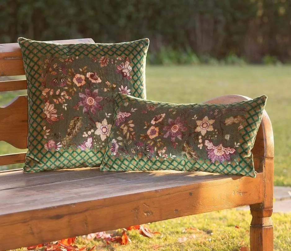 Подушка Frati FLORAL GREEN, зеленый, 30х60, велюр, полиэстер