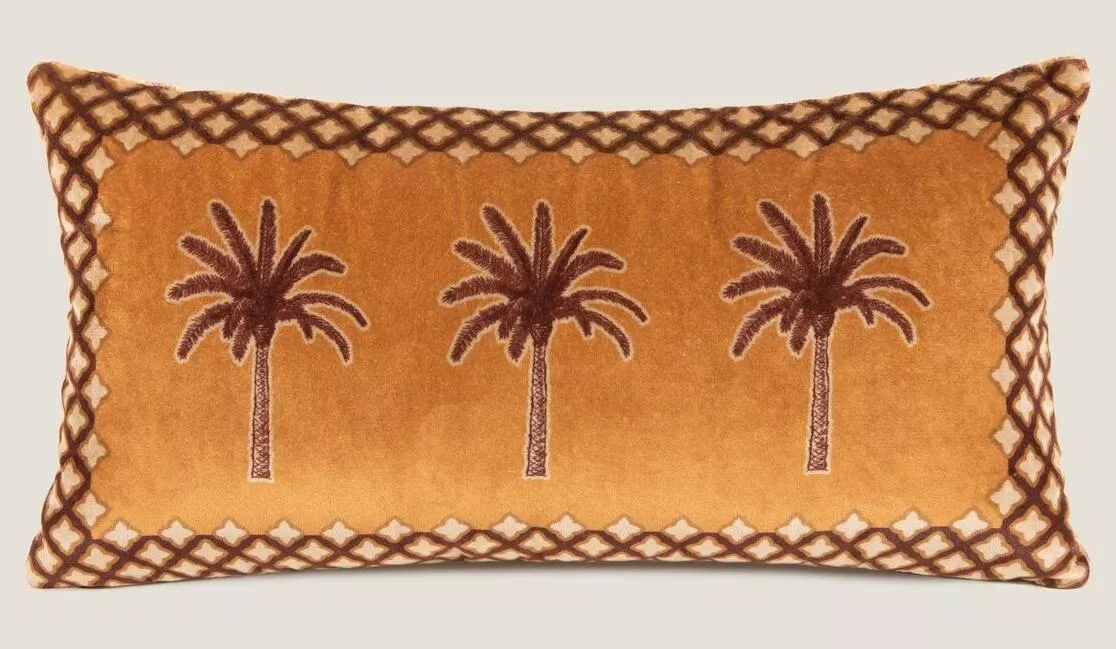 Подушка Frati EXOTIC PALM оранжевый 30х60, велюр, полиэстер