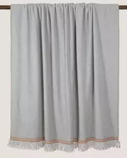 Плед Frati SOFT BAMBOO GRIGIO PERLA с тесьмой Matisse, серый с оранжевым, 160х200, бамбук 40% полиэ