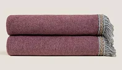 Плед Frati SOFT BAMBOO GRANATA с тесьмой Rousseau, гранатовый, 160х200, бамбук 40% полиэстер 60%