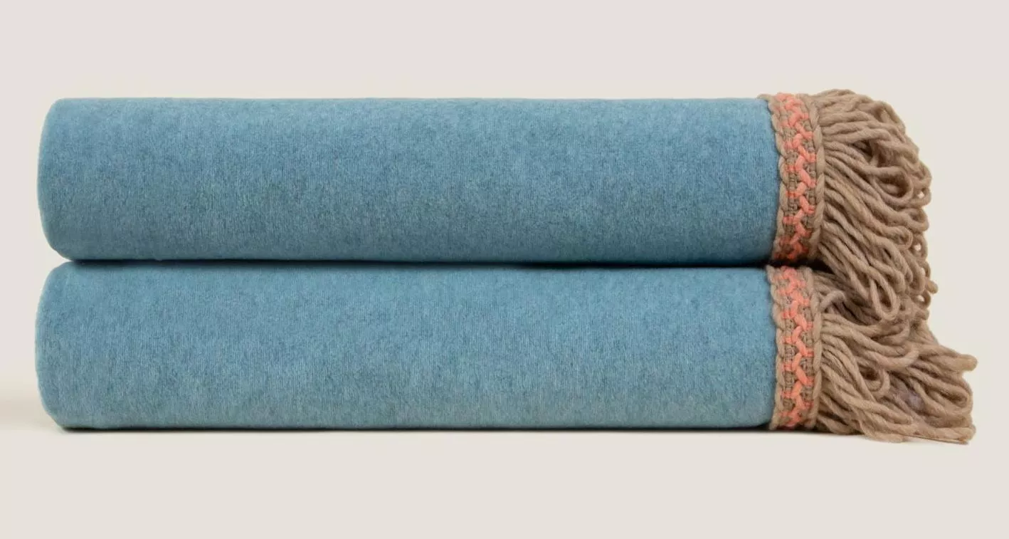 Плед Frati SOFT BAMBOO PAVONE с тесьмой Rousseau, бирюзовый, 160х200, бамбук 40% полиэстер 60%