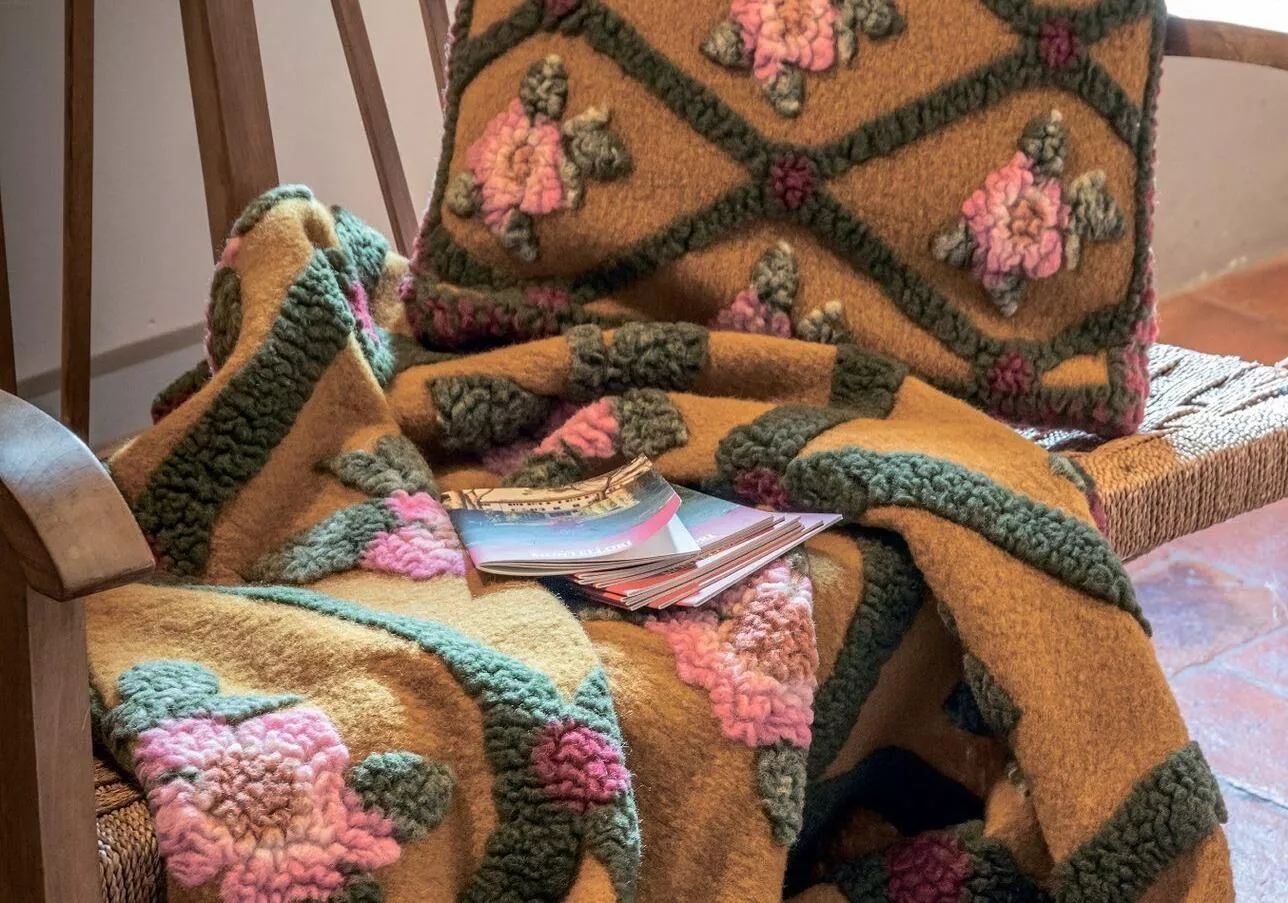 Плед Frati ROSE FLOWER SENAPE 150x190, шерсть 80% полиэстер 20%, 900г