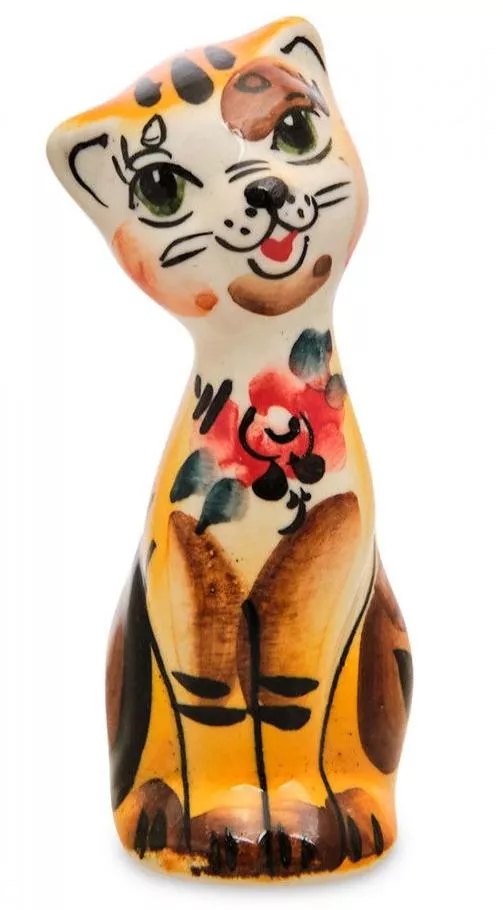 Фигурка Кошечка цветная (Гжельский фарфор)