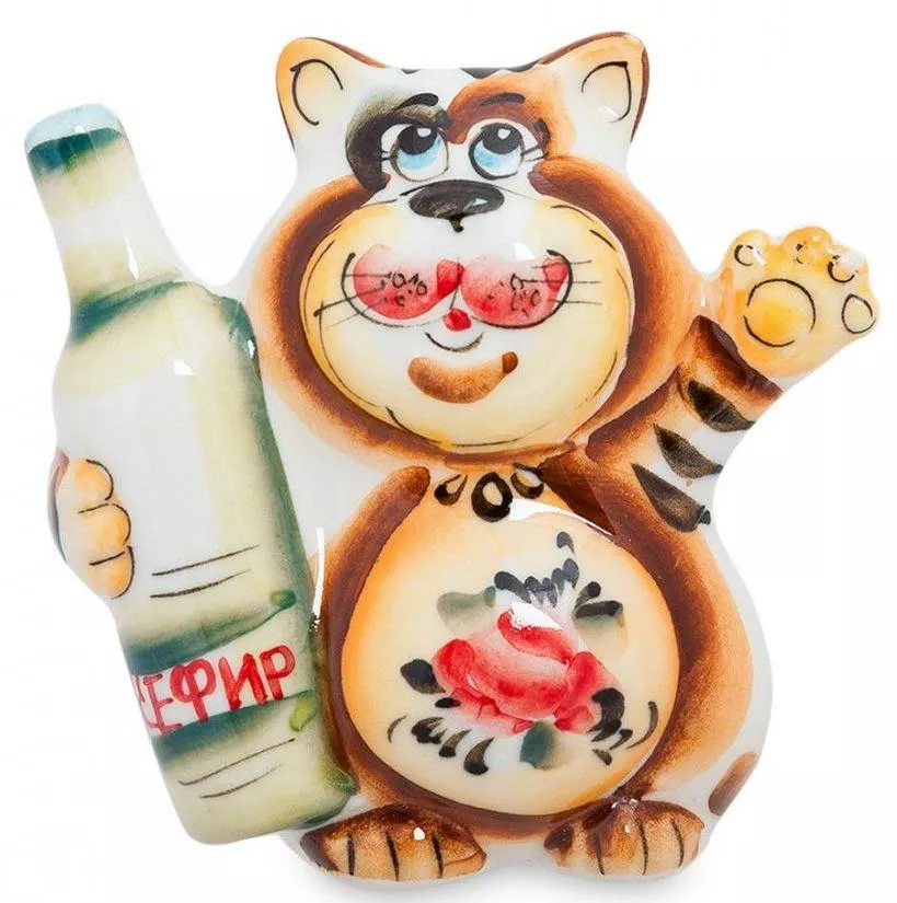 Фигурка Кот-Кефир цветной (Гжельский фарфор)