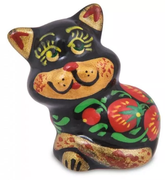 Фигурка Кот-Лапик хохлома (Гжельский фарфор)