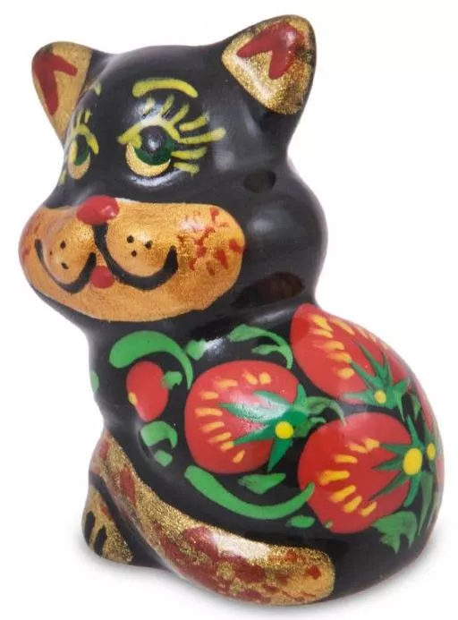 Фигурка Кот-Лапик хохлома (Гжельский фарфор)
