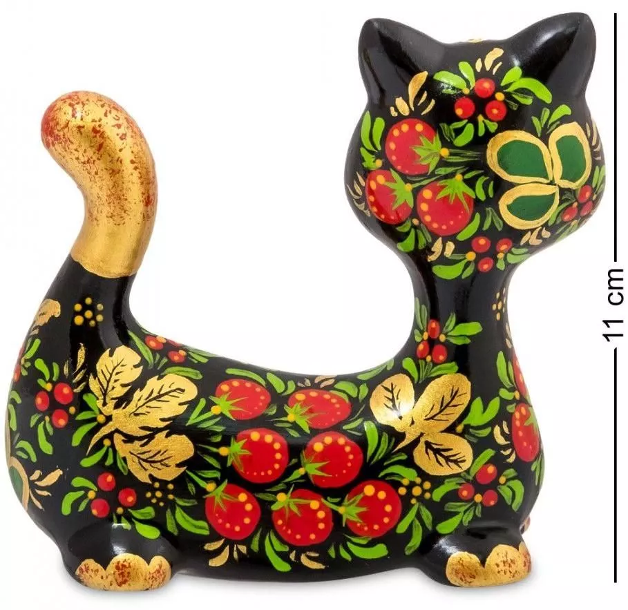 Фигурка Кот-Пряник хохлома (Гжельский фарфор)