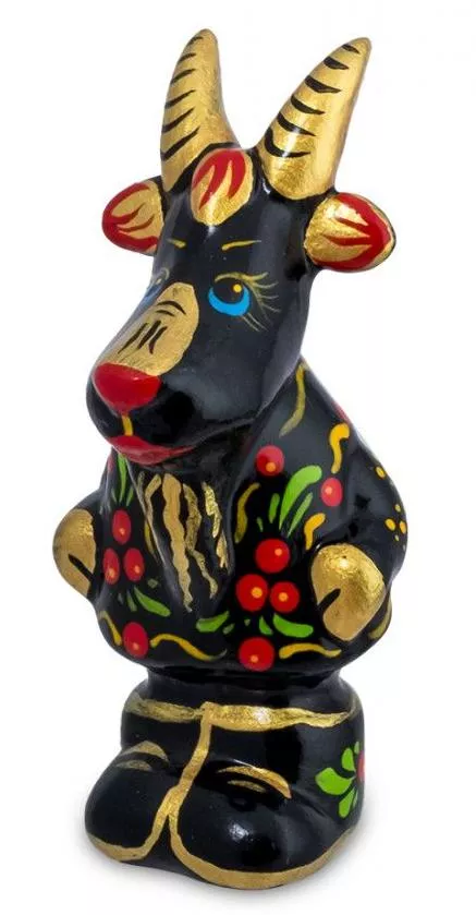 Фигурка Козел хохлома (Гжельский фарфор)