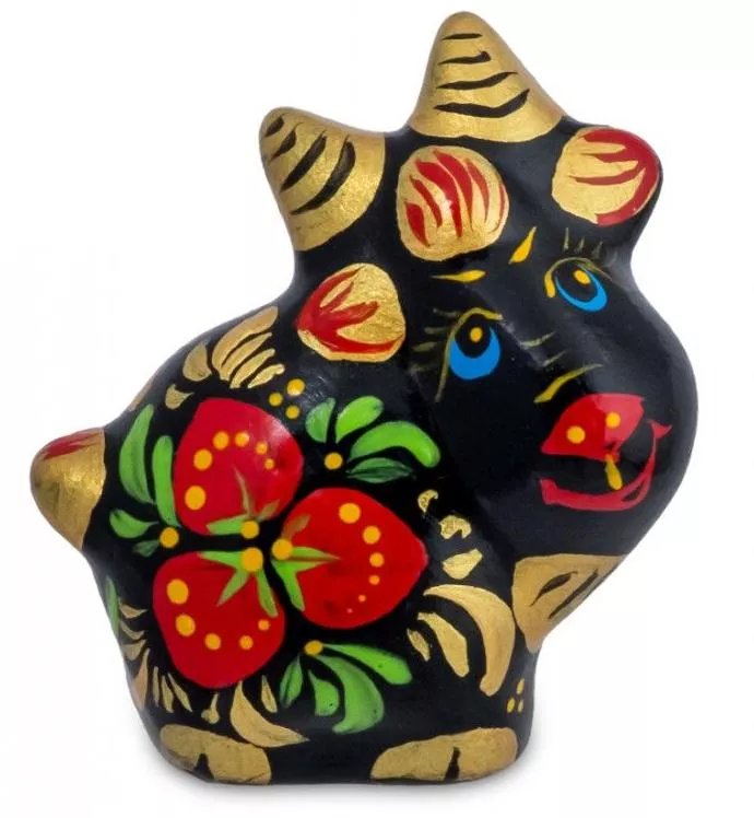 Фигурка Козлик хохлома (Гжельский фарфор)