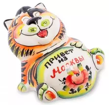 Фигурка Кот Дурилка цветной Привет из Москвы (Гжельский фарфор)