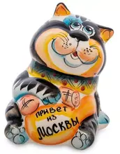 Фигурка Кот-А кому сейчас легко? цветной (Гжельский фарфор)