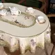 Скатерть овальная Охота зеленый хлопок с пропиткой