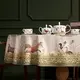 Скатерть овальная Охота зеленый хлопок с пропиткой
