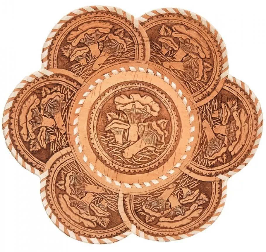 Сухарница резная Грибы (береста)