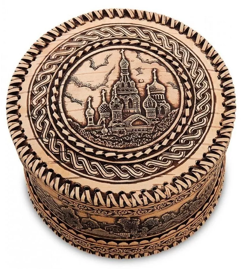 Шкатулка резная Москва (береста)