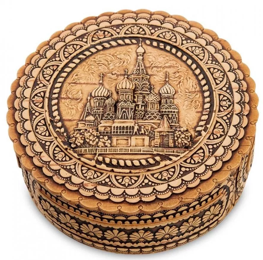 Шкатулка Москва круглая (береста)