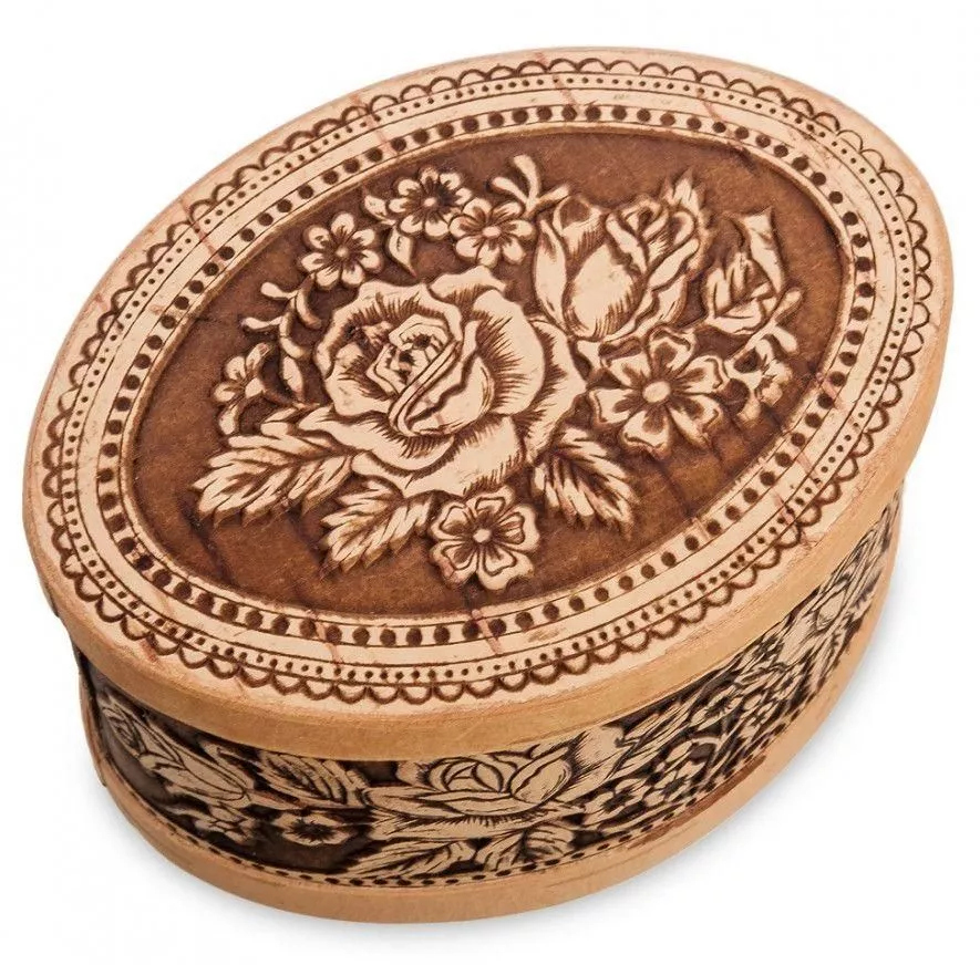 Шкатулка Цветы (береста)