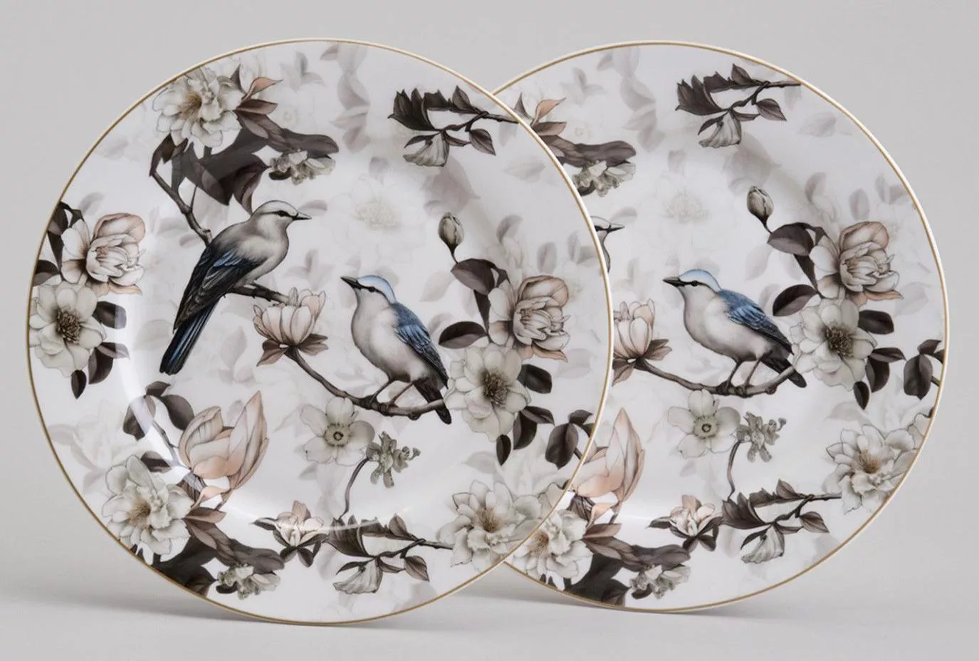 Набор из 2 тарелок закусочных Bohemian Birds на белом