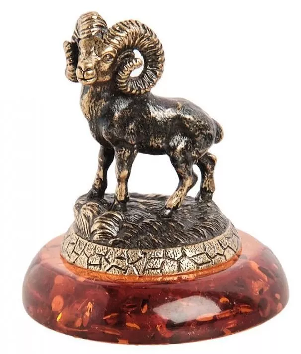 Фигурка Знак зодиака - Овен (латунь, янтарь)