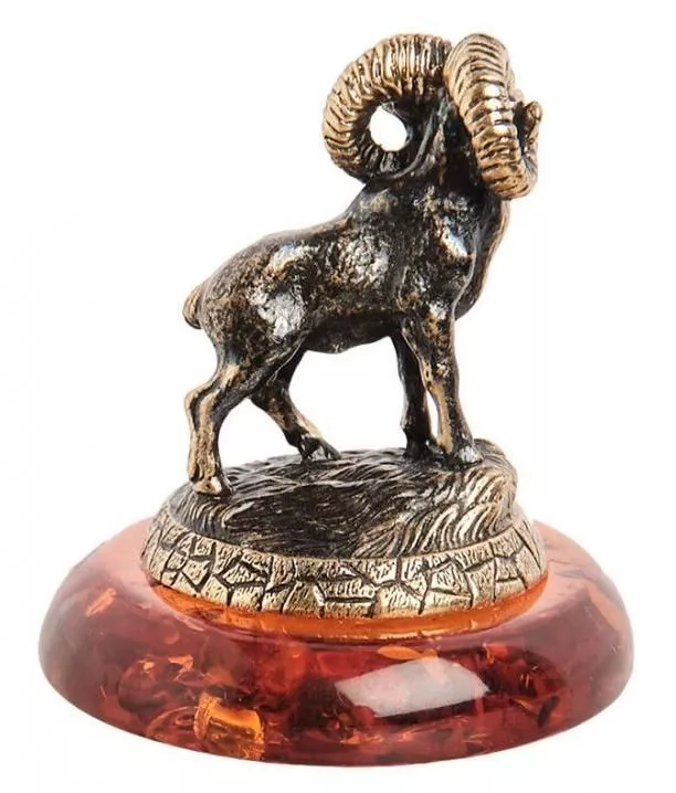 Фигурка Знак зодиака - Овен (латунь, янтарь)